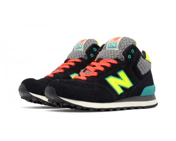 New Balance 574 Casual Mid-Cut pour Femme Noir / Sarcelle / Jaune Chaussures WH574-C