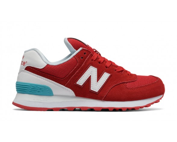 New Balance 574 Suede pour Femme Rouge / Blanc / Vif Ozone Bleu Lifestyle Chaussures WL574-SM