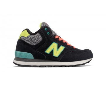 New Balance 574 Casual Mid-Cut pour Femme Noir / Sarcelle / Jaune Chaussures WH574-C